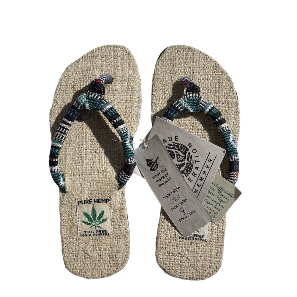 Hemp Flip Flop Sandals THC FREE ark imports Fair Trade sz 8 Nepal
